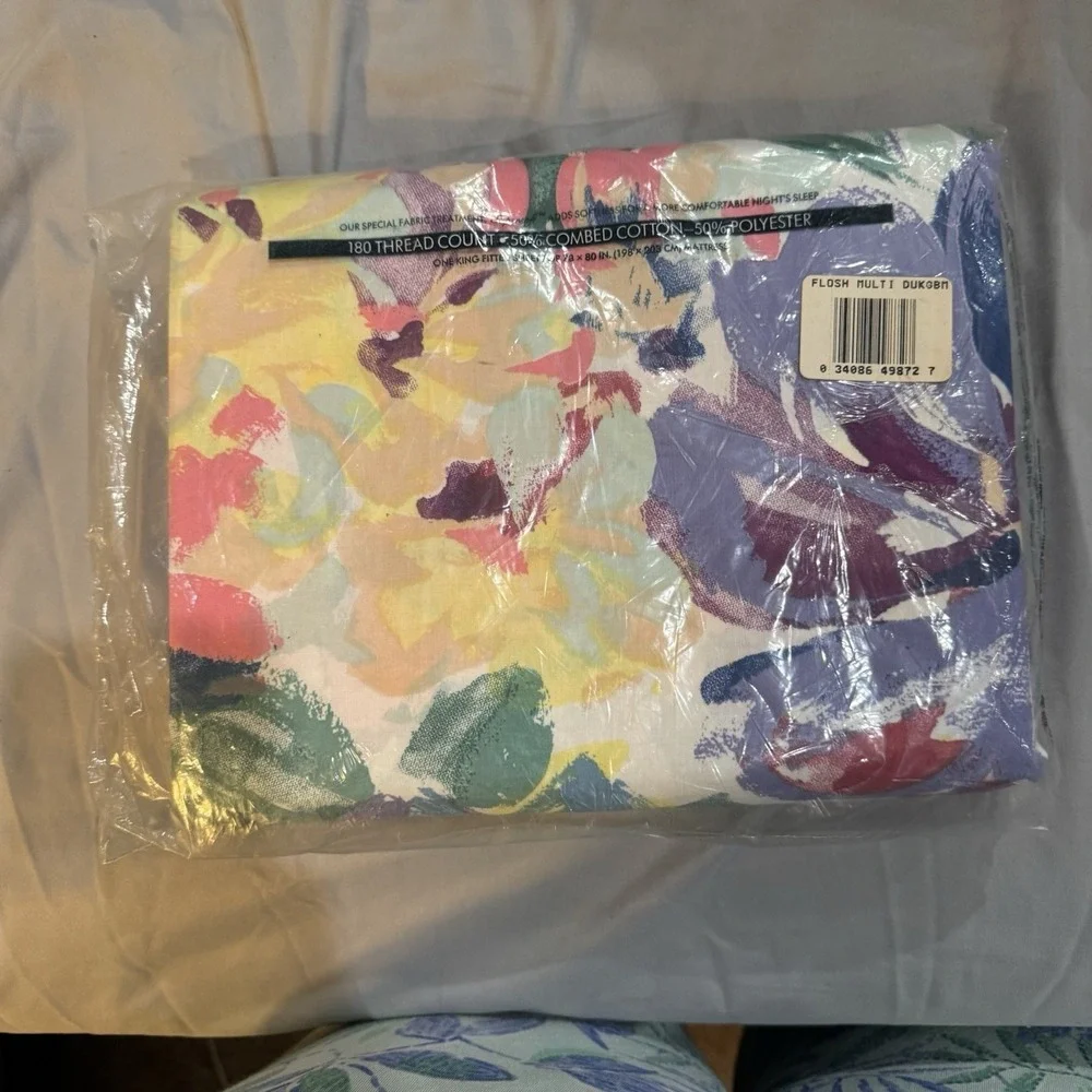 New Vintage Wamsutta Multicolor Abstract No Iron Ultracale King Fitted Sheet
